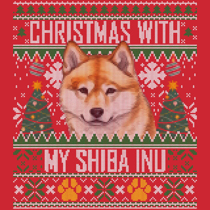 Ugly Sweater Christmas with My Shiba Inu - Adult Unisex Long Sleeve T-Shirt