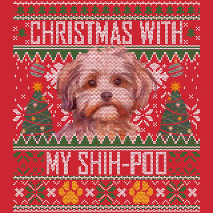 Ugly Sweater Christmas with My Shih Poo - Adult Unisex Long Sleeve T-Shirt