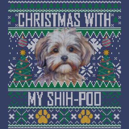 Ugly Sweater Christmas with My Shih Poo - Adult Unisex Crewneck Sweatshirt