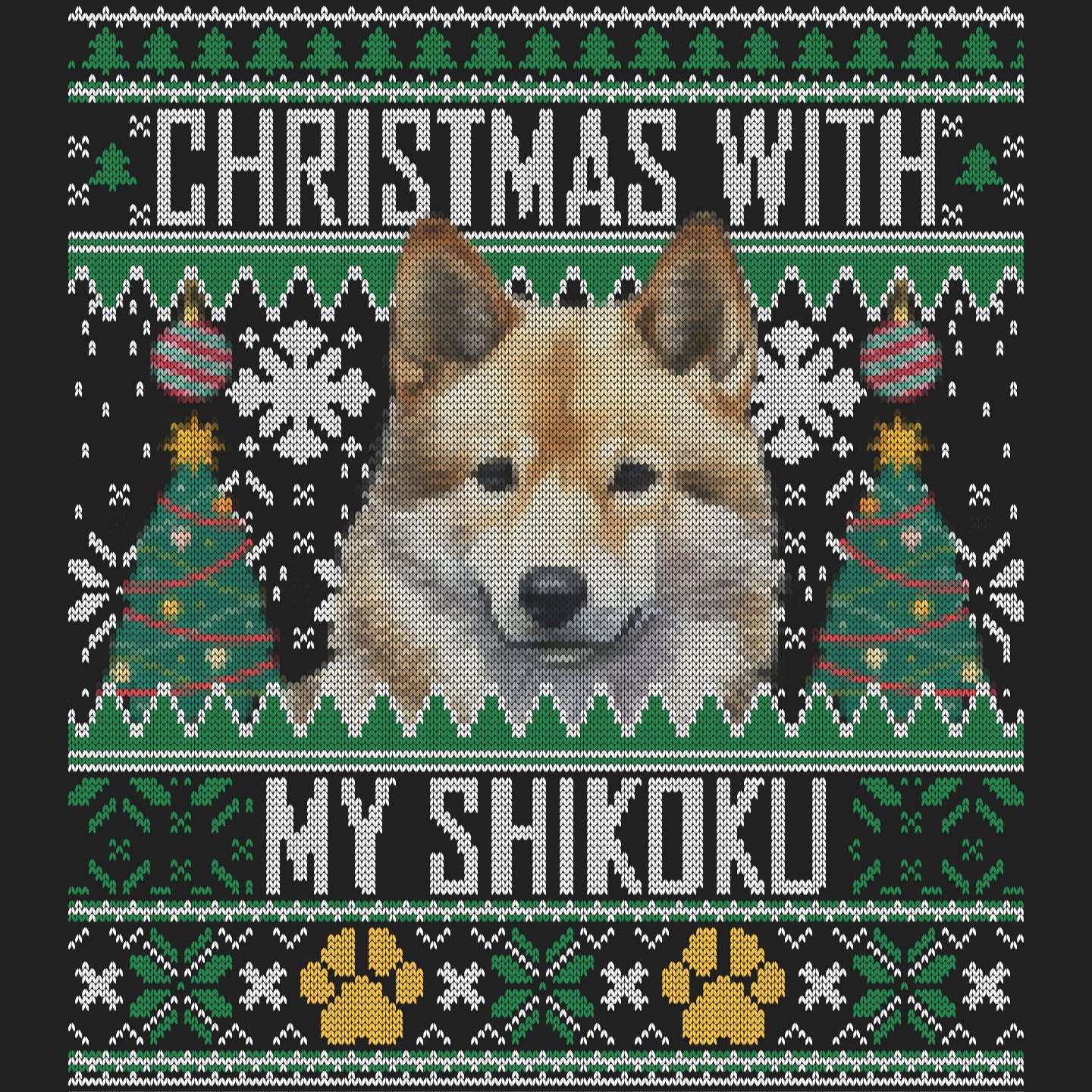 Ugly Sweater Christmas with My Shikoku - Women's V-Neck Long Sleeve T-Shirt