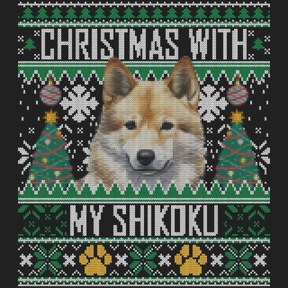 Ugly Sweater Christmas with My Shikoku - Women's V-Neck Long Sleeve T-Shirt