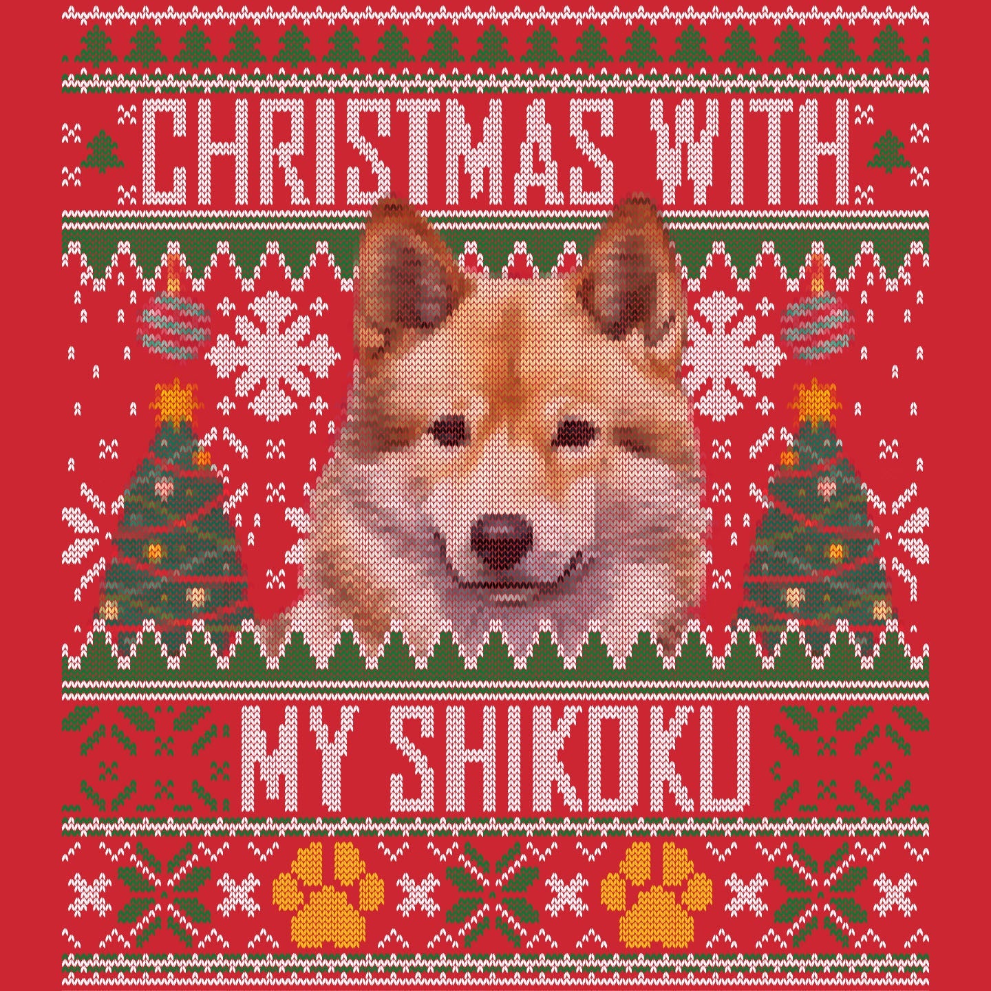 Ugly Sweater Christmas with My Shikoku - Adult Unisex Long Sleeve T-Shirt