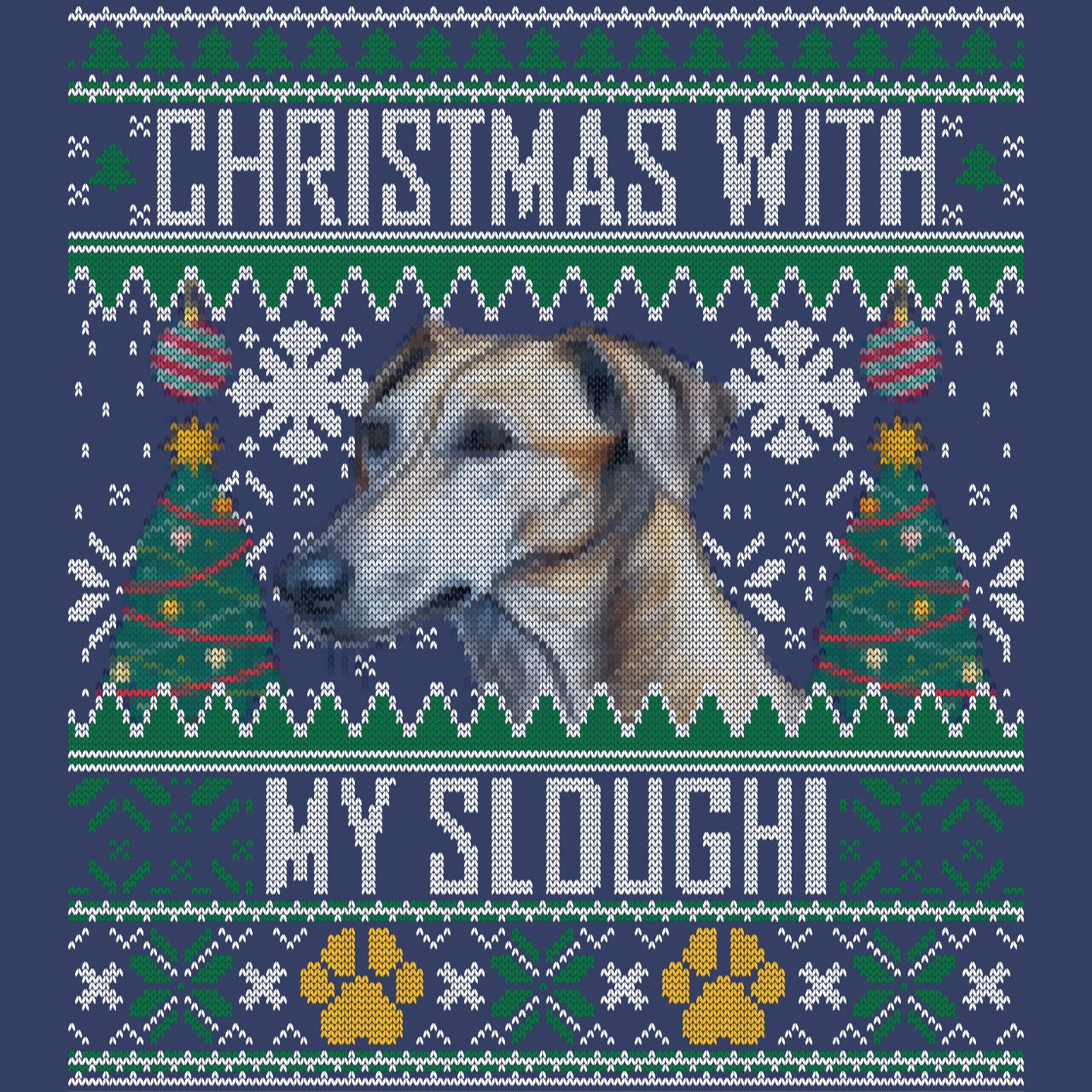 Ugly Sweater Christmas with My Sloughi - Adult Unisex Crewneck Sweatshirt