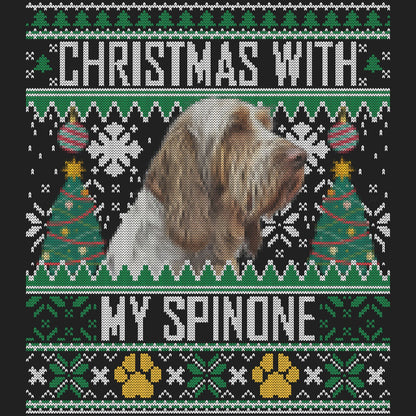 Ugly Sweater Christmas with My Spinone Italiano - Women's V-Neck Long Sleeve T-Shirt