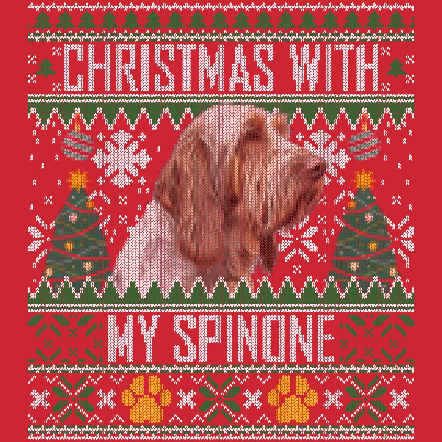 Ugly Sweater Christmas with My Spinone Italiano - Adult Unisex Long Sleeve T-Shirt