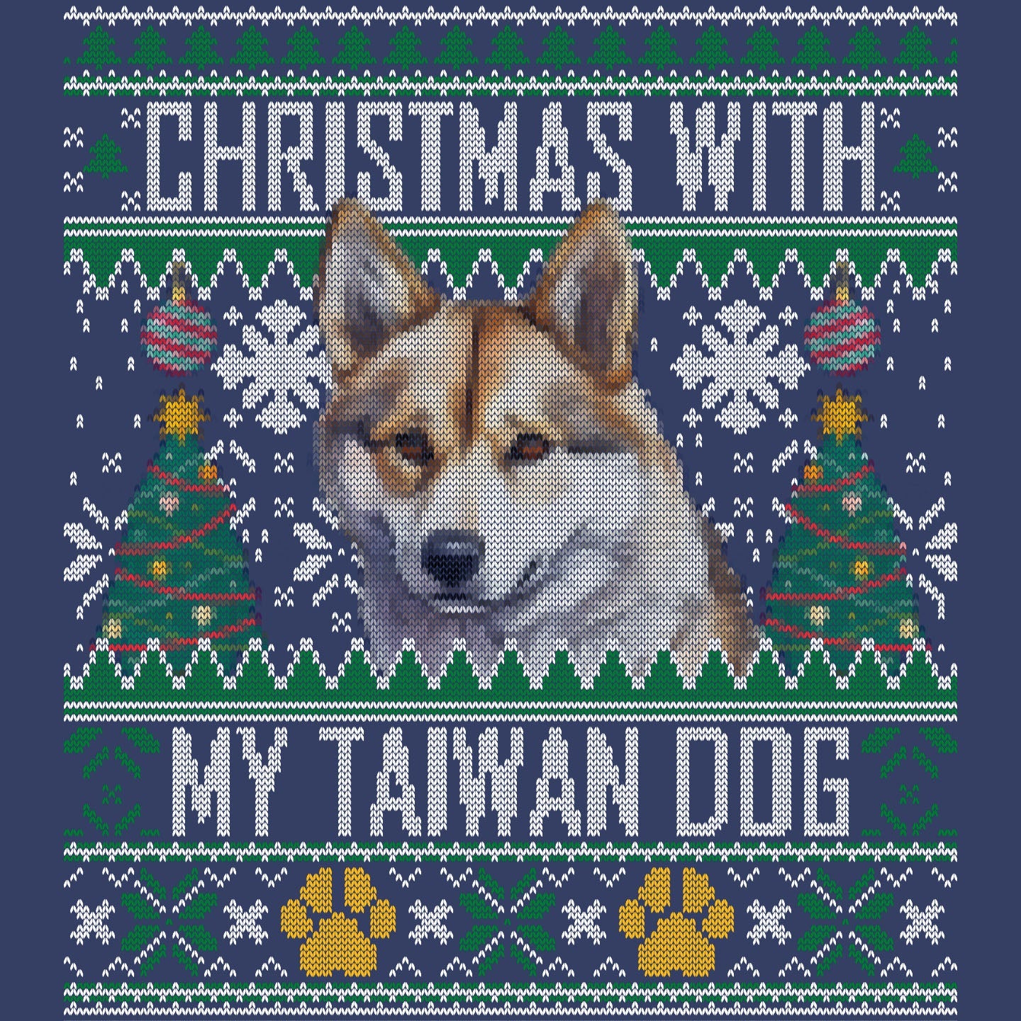 Ugly Sweater Christmas with My Taiwan Dog - Adult Unisex Crewneck Sweatshirt