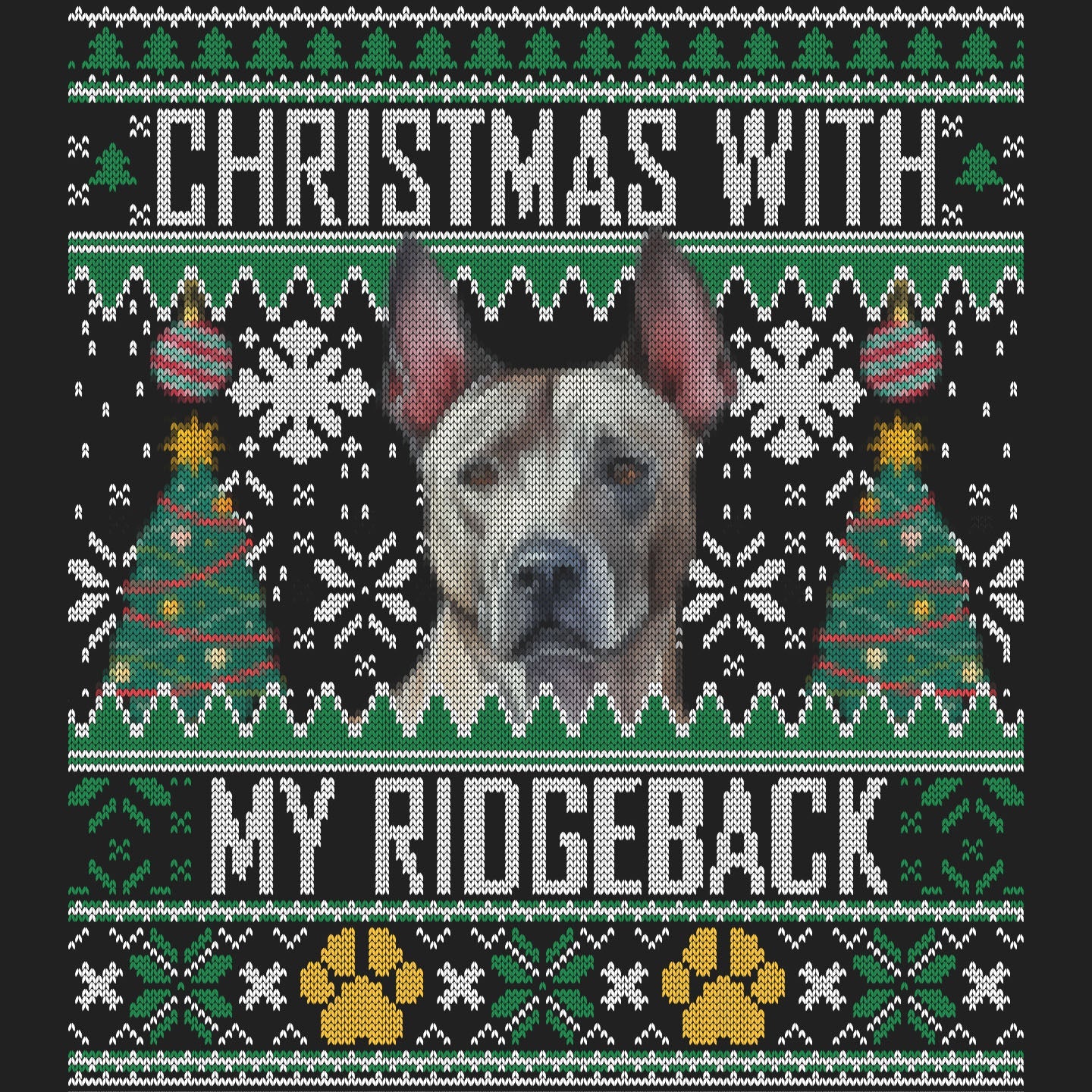 Ugly Sweater Christmas with My Thai Ridgeback - Women's V-Neck Long Sleeve T-Shirt