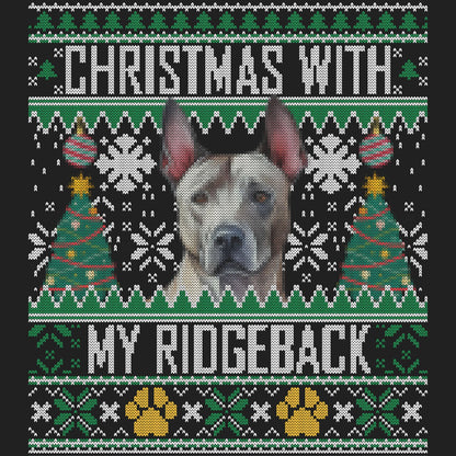 Ugly Sweater Christmas with My Thai Ridgeback - Women's V-Neck Long Sleeve T-Shirt