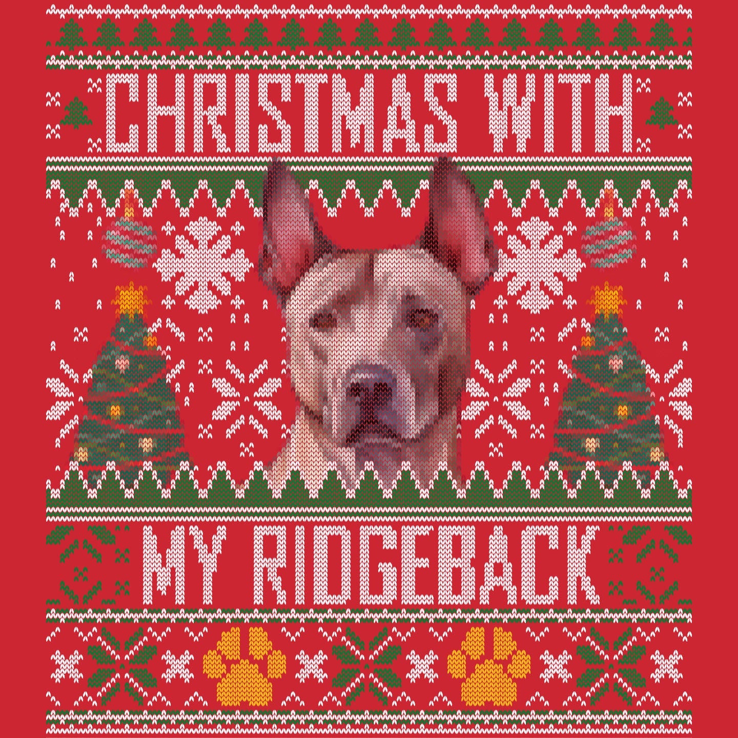 Ugly Sweater Christmas with My Thai Ridgeback - Adult Unisex Long Sleeve T-Shirt