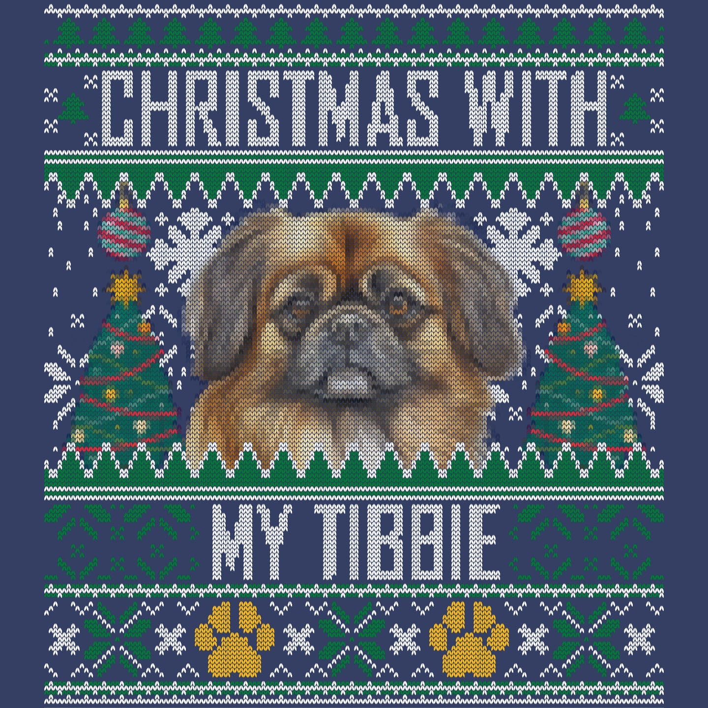 Ugly Sweater Christmas with My Tibetan Spaniel - Adult Unisex Crewneck Sweatshirt