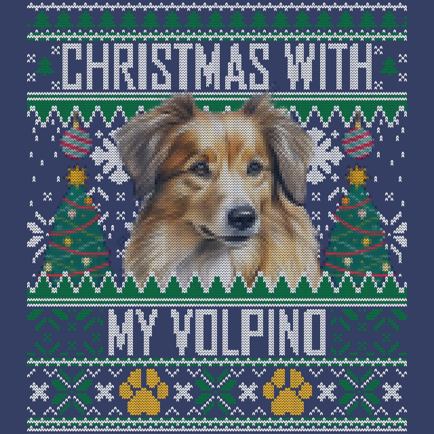 Ugly Sweater Christmas with My Volpino Italiano - Adult Unisex Crewneck Sweatshirt