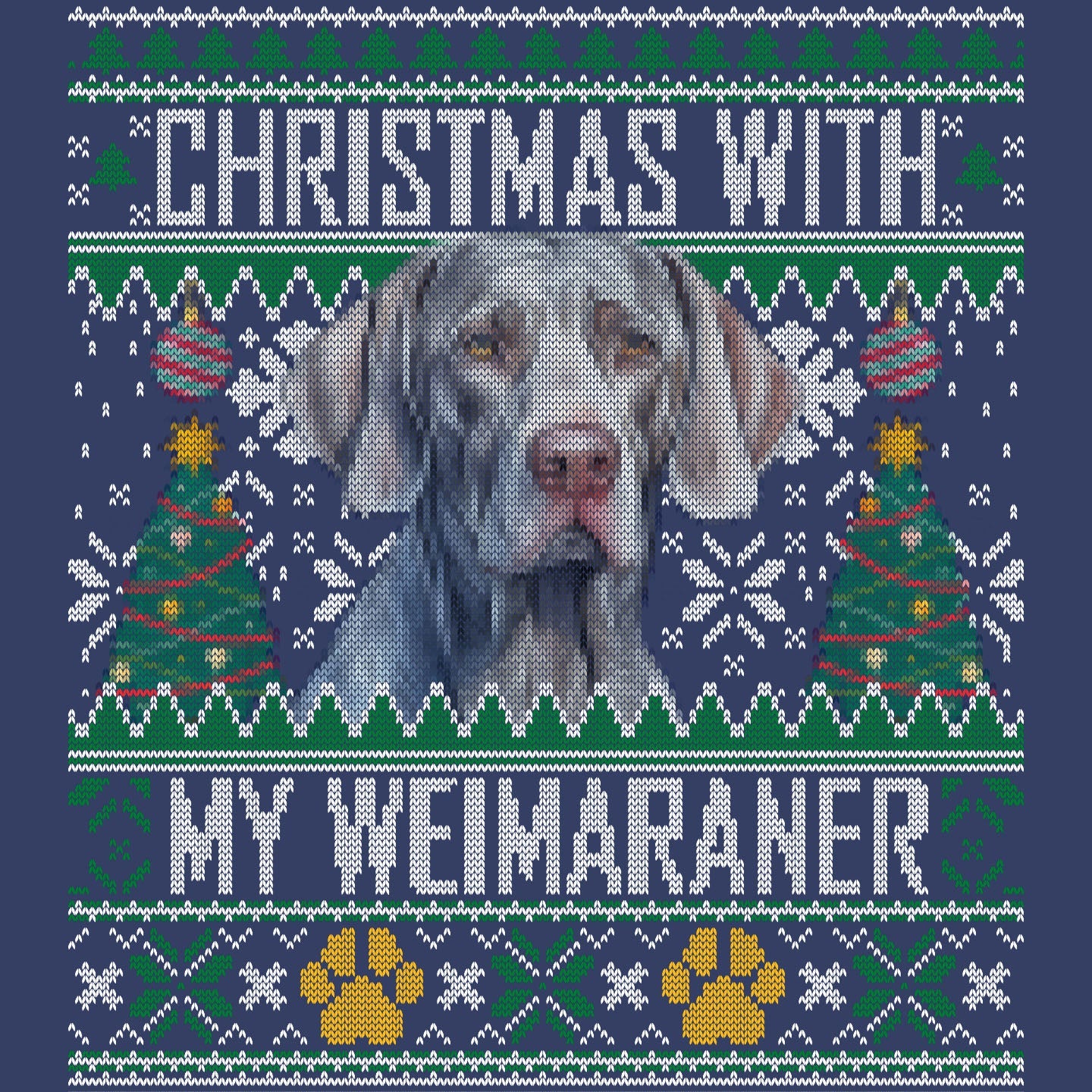 Ugly Sweater Christmas with My Weimaraner - Adult Unisex Crewneck Sweatshirt