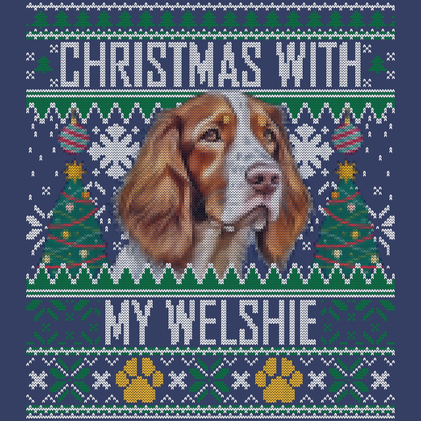 Ugly Sweater Christmas with My Welsh Springer Spaniel - Adult Unisex Crewneck Sweatshirt