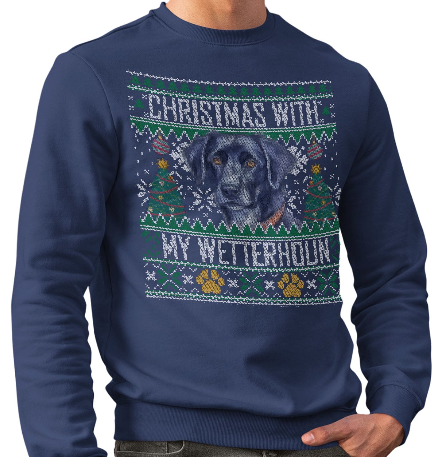 Ugly Sweater Christmas with My Wetterhoun - Adult Unisex Crewneck Sweatshirt