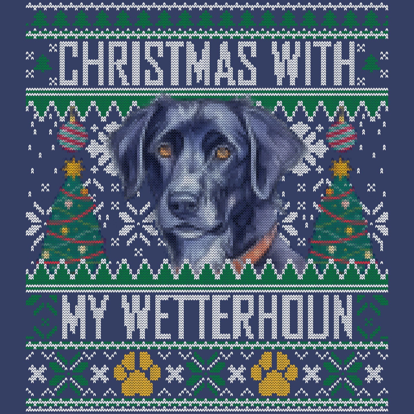 Ugly Sweater Christmas with My Wetterhoun - Adult Unisex Crewneck Sweatshirt