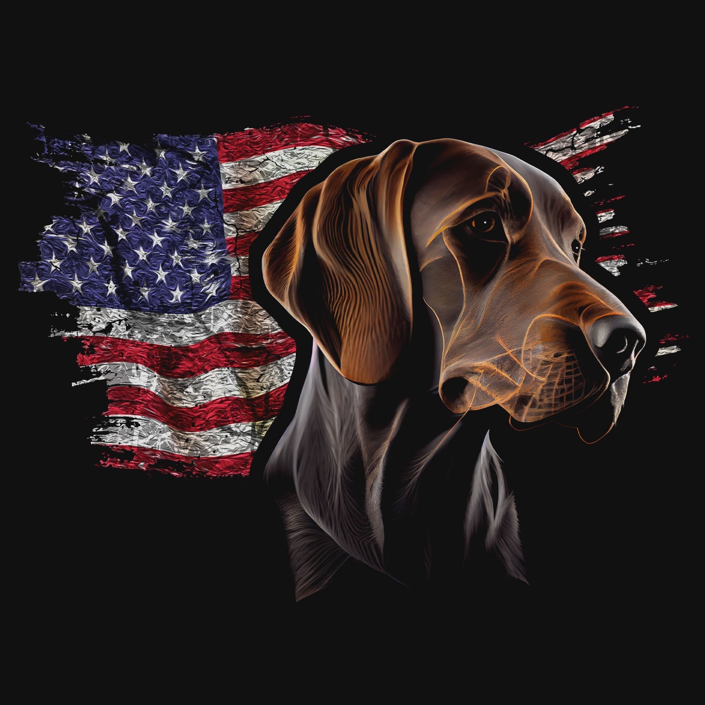 Patriotic Vizsla American Flag - Adult Unisex T-Shirt