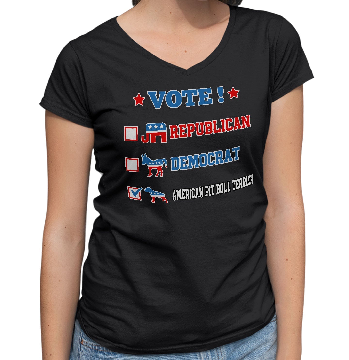 Vote for the American Pit Bull Terrier - Women's V-Neck T-Shirt