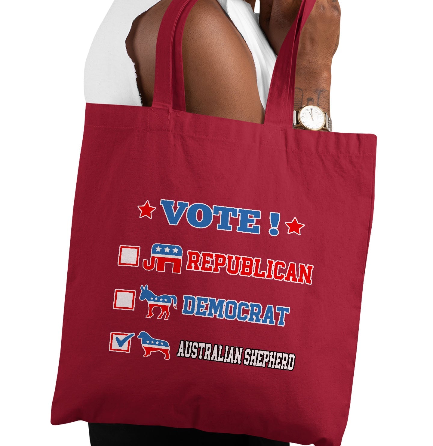 Vote for the Australian Shepherd - Cotton Canvas Tote