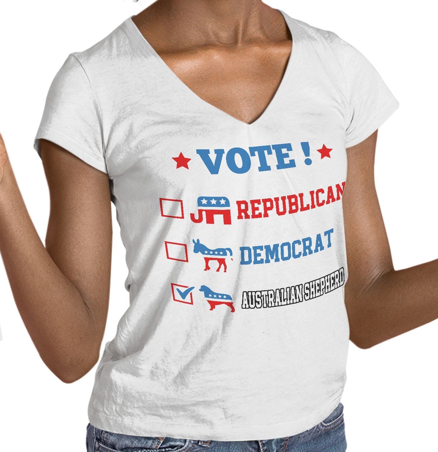 Vote for the Australian Shepherd - Women's V-Neck T-Shirt