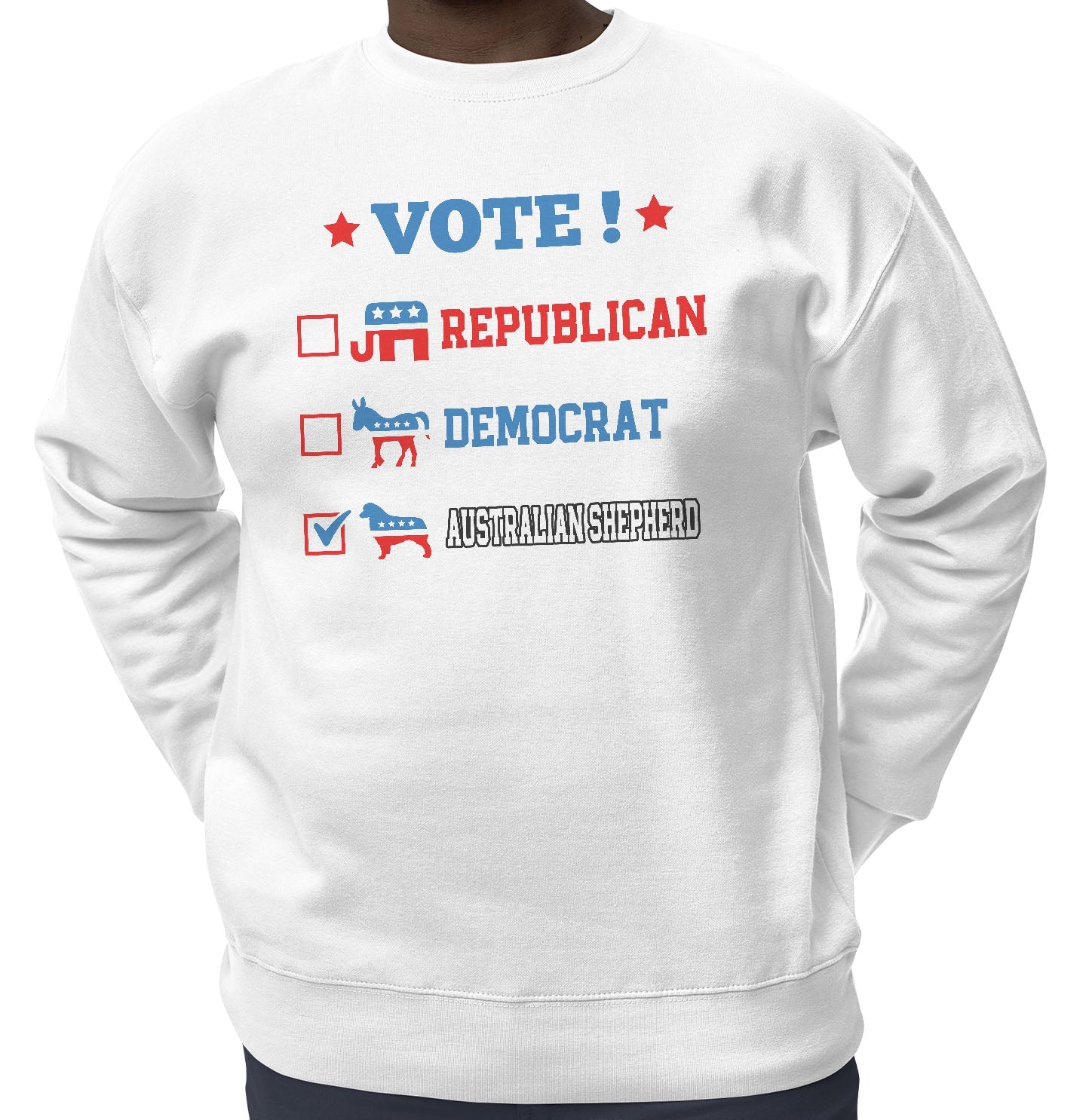 Vote for the Australian Shepherd - Adult Unisex Crewneck Sweatshirt