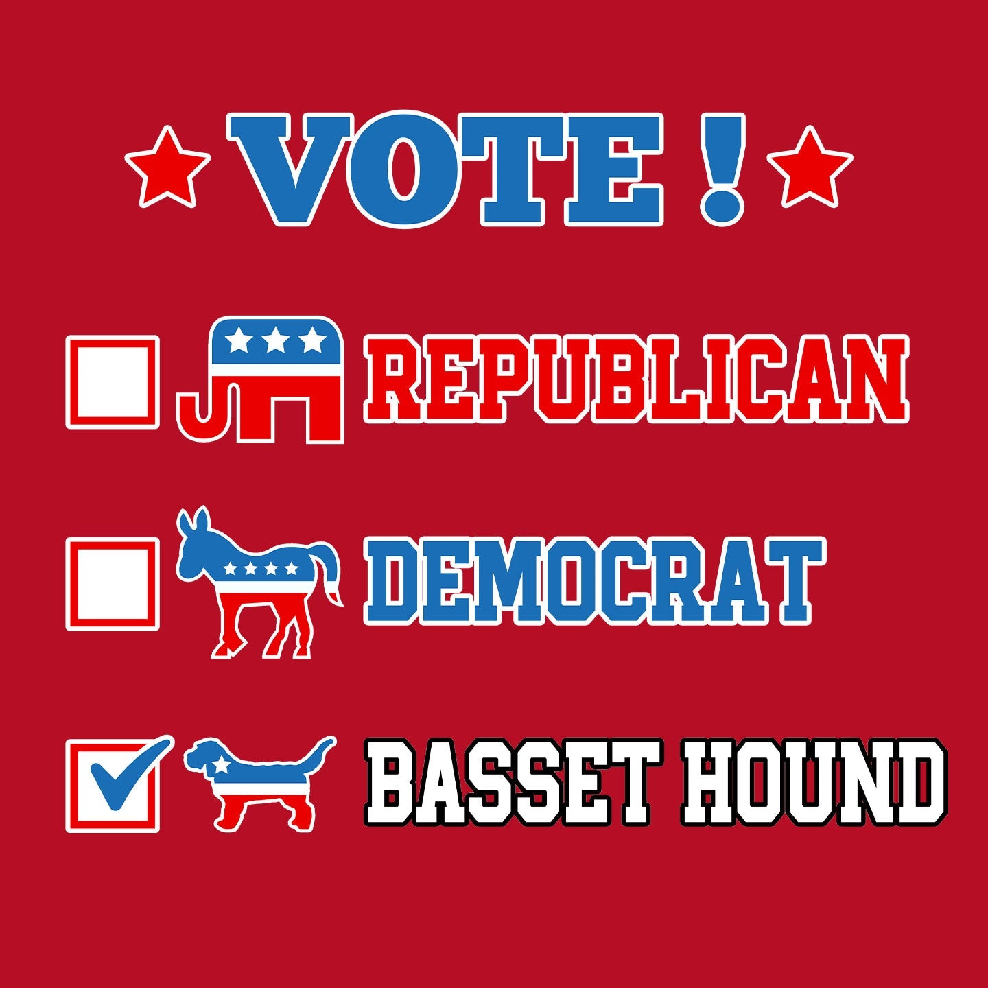 Vote for the Basset Hound - Women's V-Neck T-Shirt