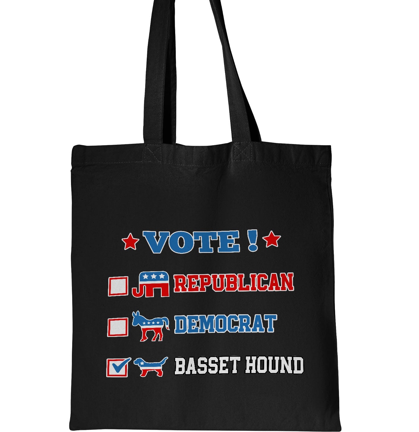 Vote for the Basset Hound - Cotton Canvas Tote