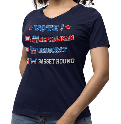 Vote for the Basset Hound - Women's V-Neck T-Shirt