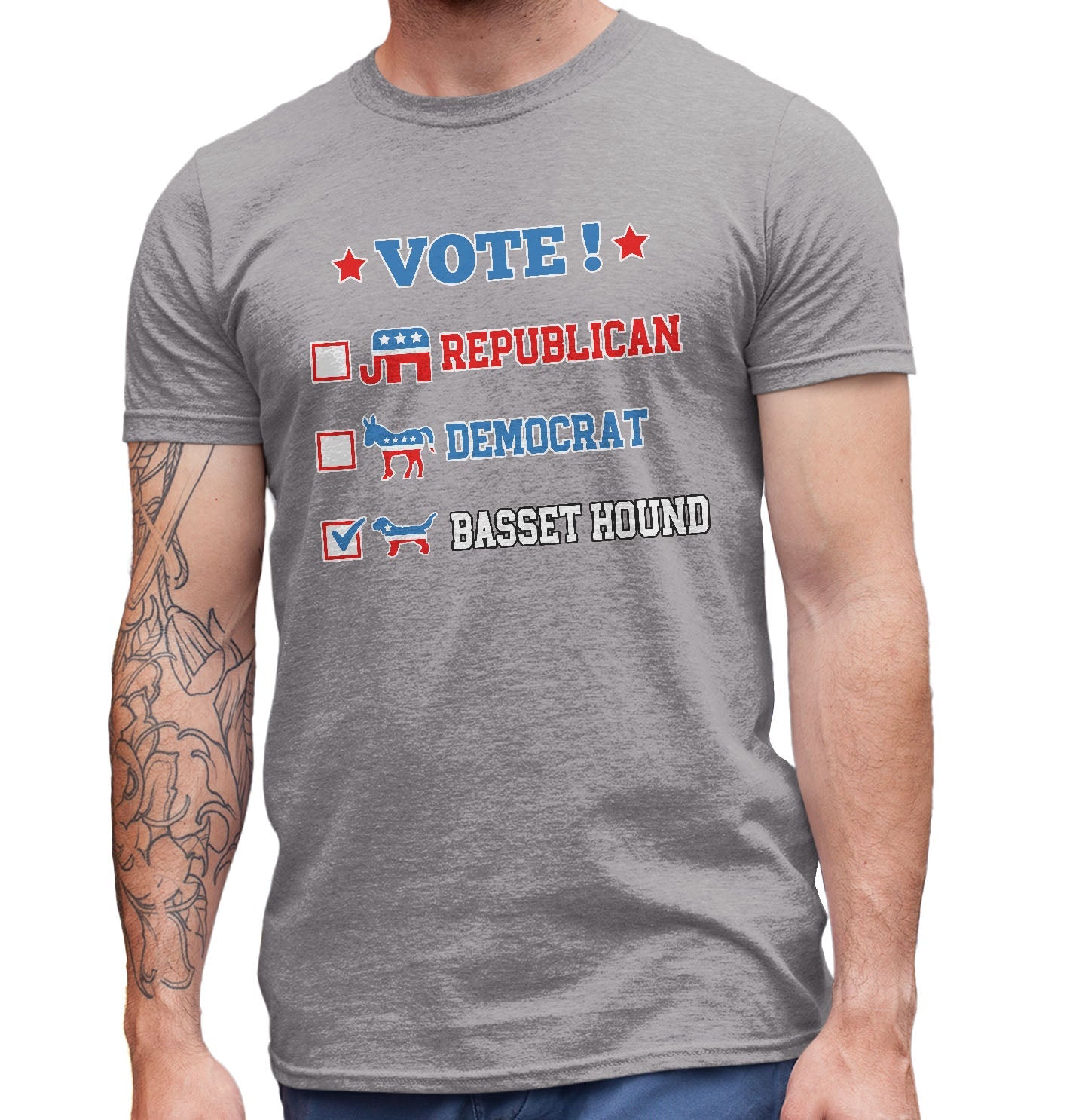 Vote for the Basset Hound - Adult Unisex T-Shirt