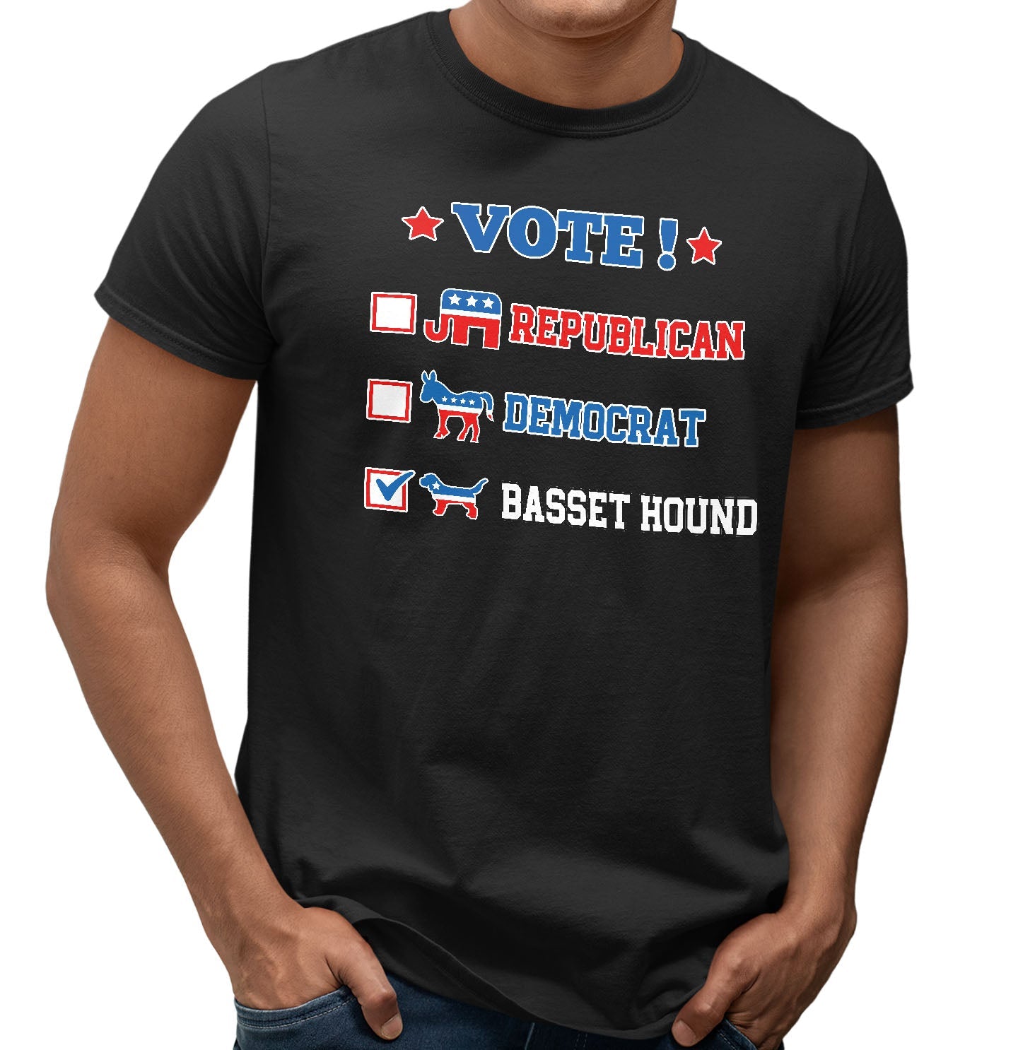 Vote for the Basset Hound - Adult Unisex T-Shirt