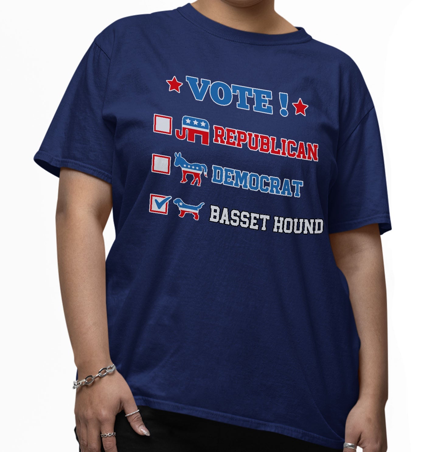 Vote for the Basset Hound - Adult Unisex T-Shirt