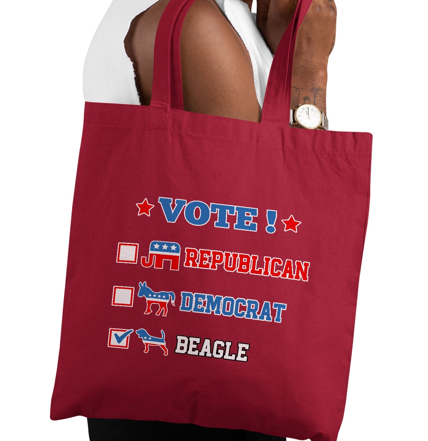 Vote for the Beagle - Cotton Canvas Tote