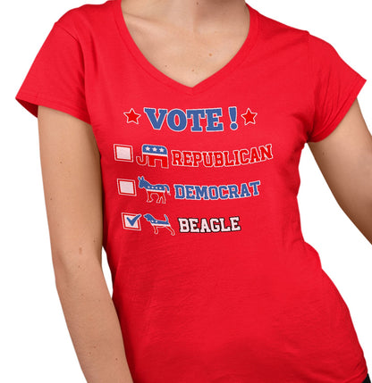 Vote for the Beagle - Women's V-Neck T-Shirt