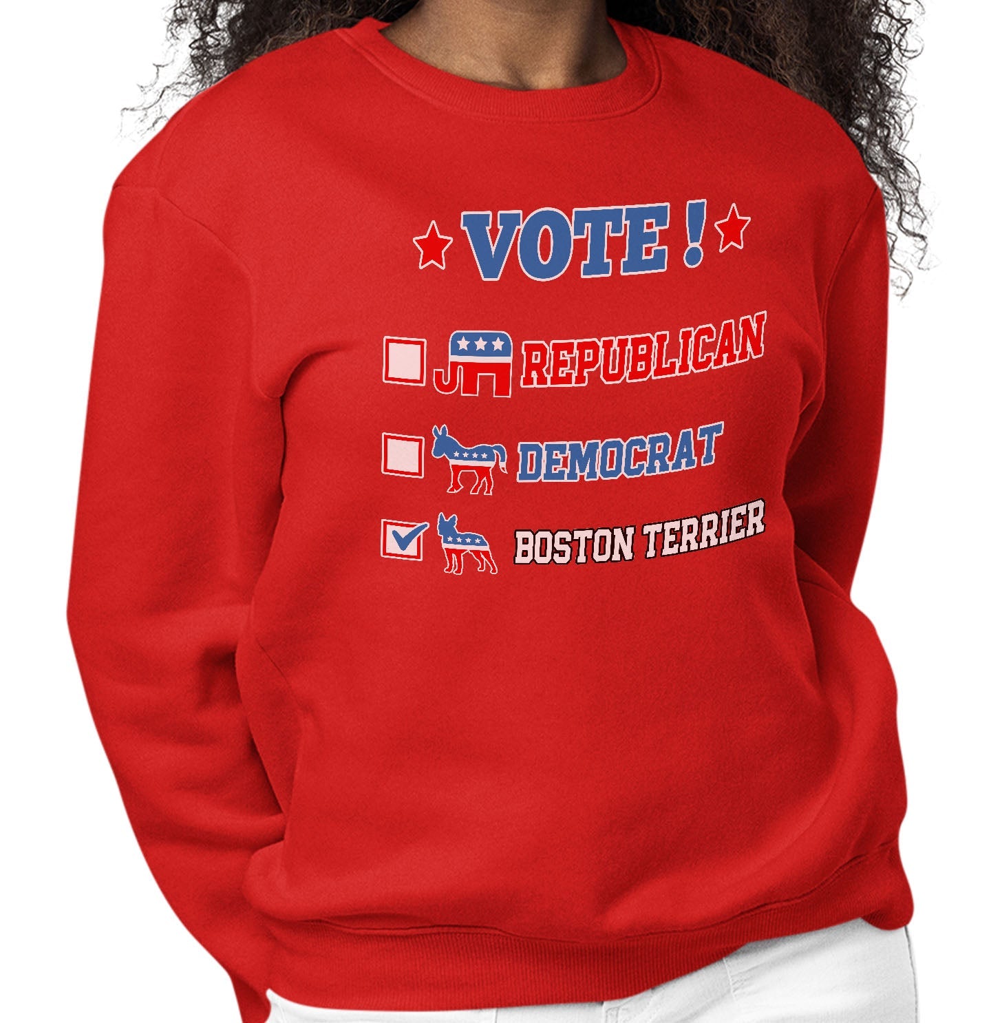 Vote for the Boston Terrier - Adult Unisex Crewneck Sweatshirt