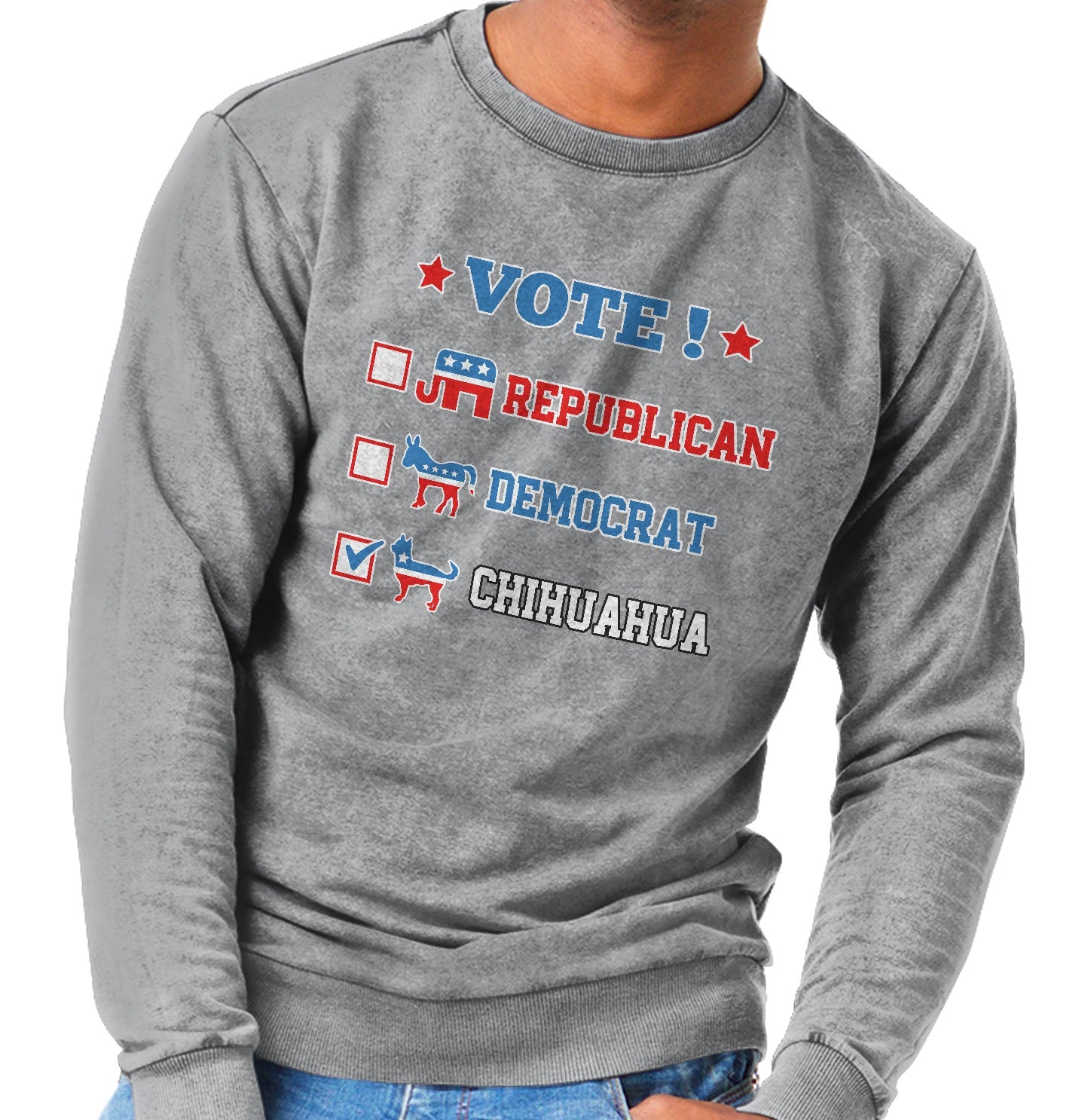 Vote for the Chihuahua (Short-Haired) - Adult Unisex Crewneck Sweatshirt