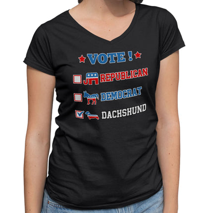 Vote for the Dachshund (Wire-Haired) - Women's V-Neck T-Shirt