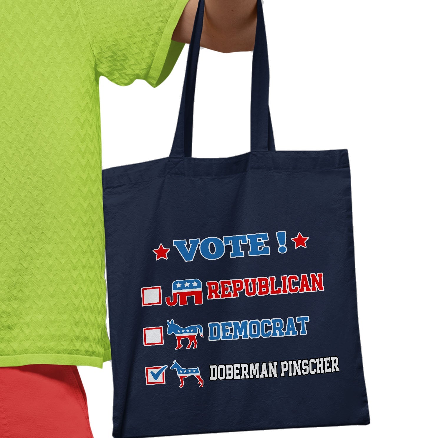 Vote for the Doberman Pinscher - Cotton Canvas Tote