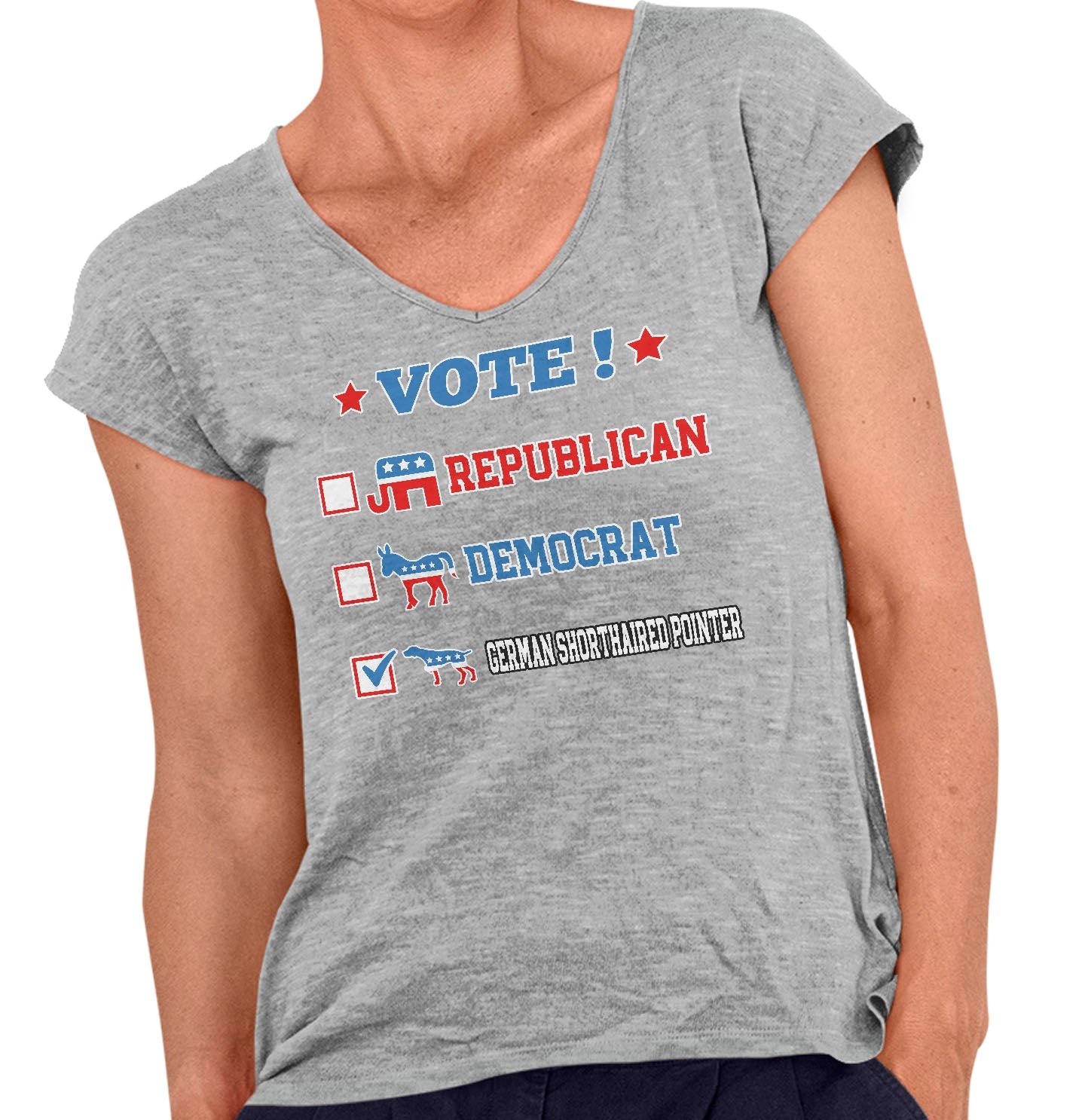 Vote for the German Shorthaired Pointer - Women's V-Neck T-Shirt