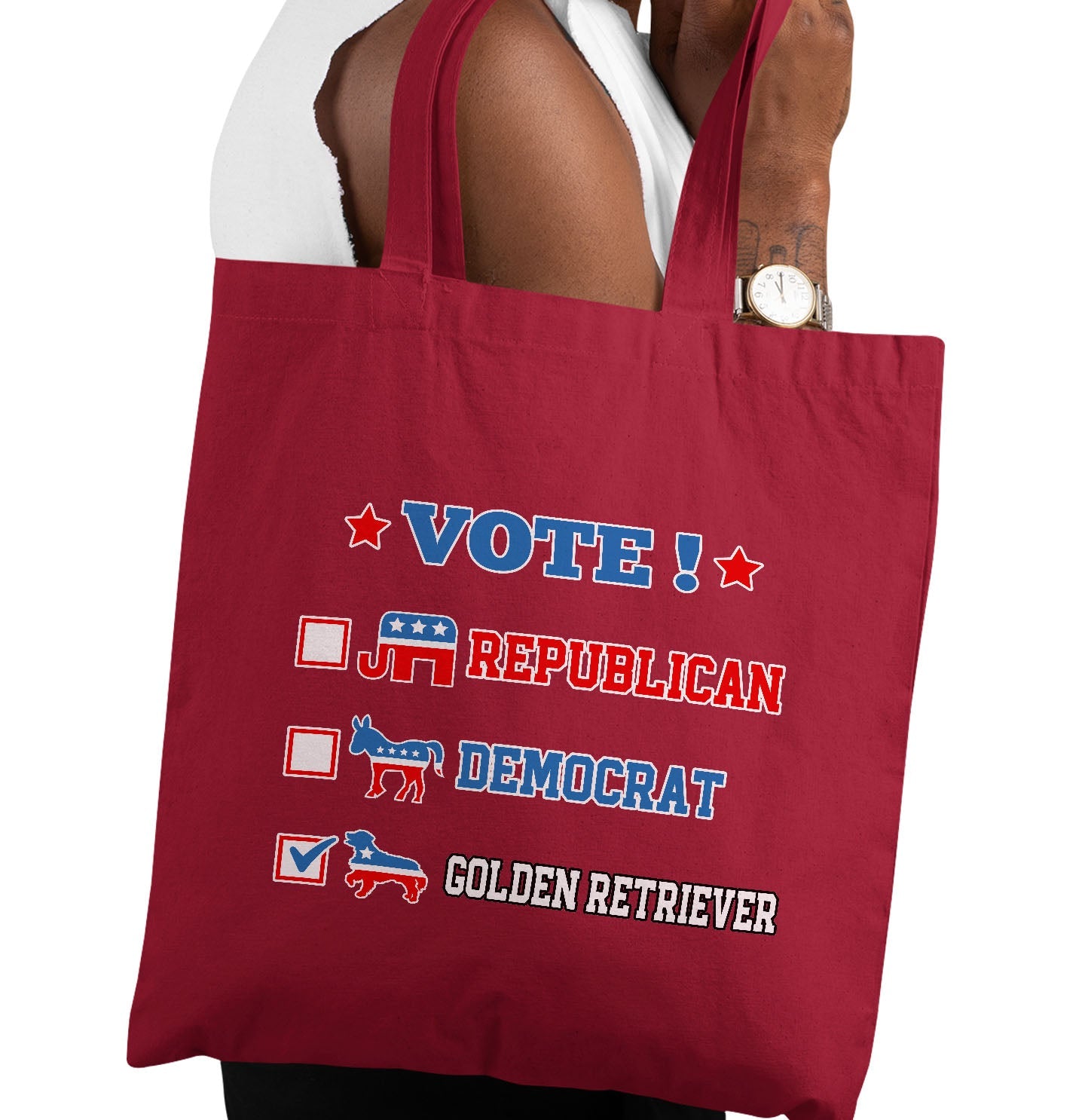 Vote for the Golden Retriever - Cotton Canvas Tote