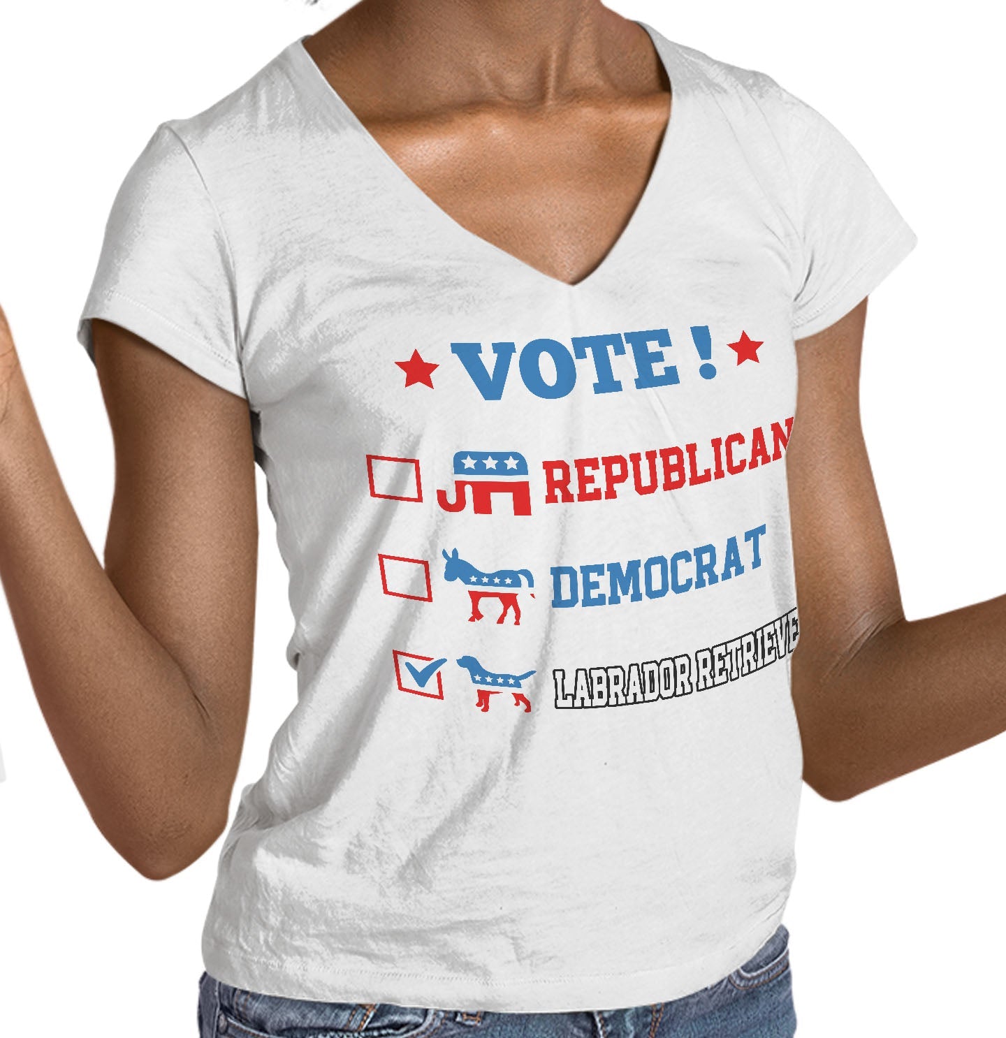 Vote for the Labrador Retriever - Women's V-Neck T-Shirt