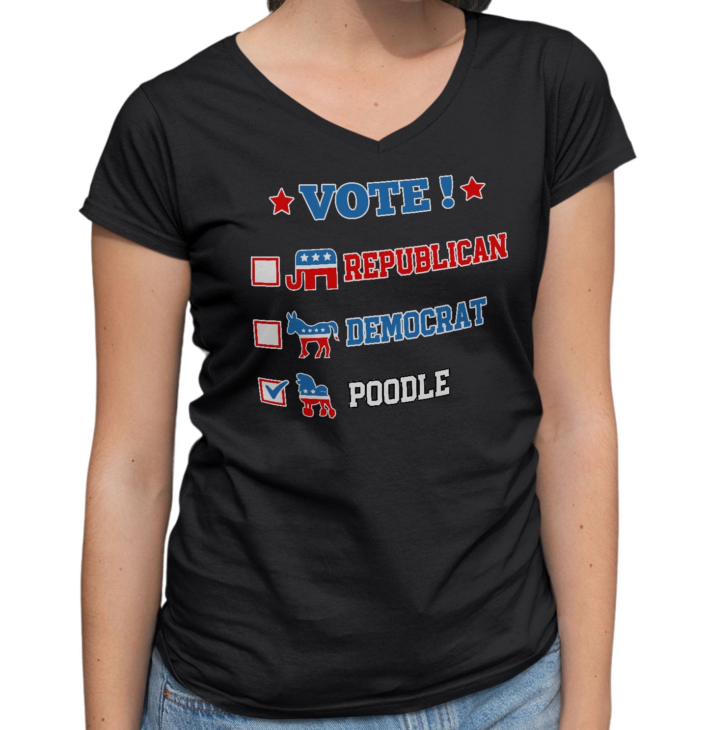 Vote for the Poodle (Continental) - Women's V-Neck T-Shirt