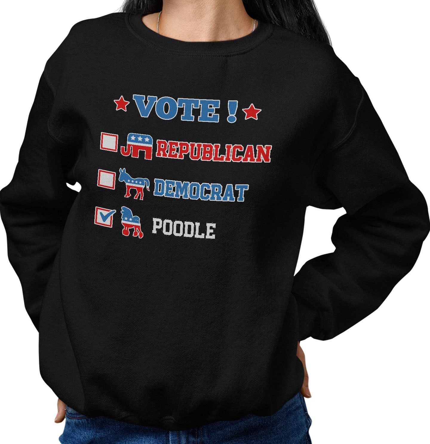 Vote for the Poodle (Continental) - Adult Unisex Crewneck Sweatshirt