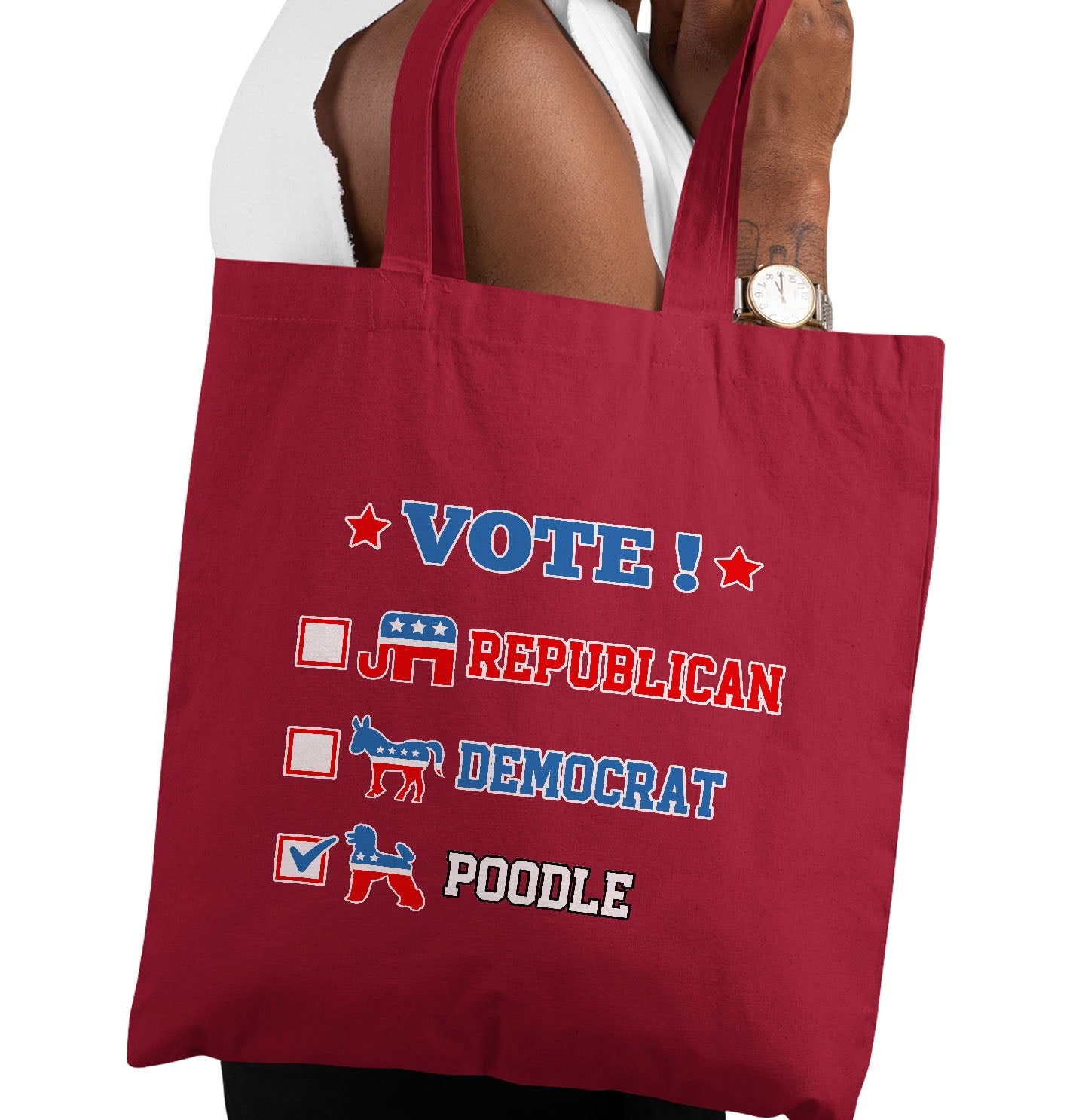 Vote for the Poodle (Sporting) - Cotton Canvas Tote