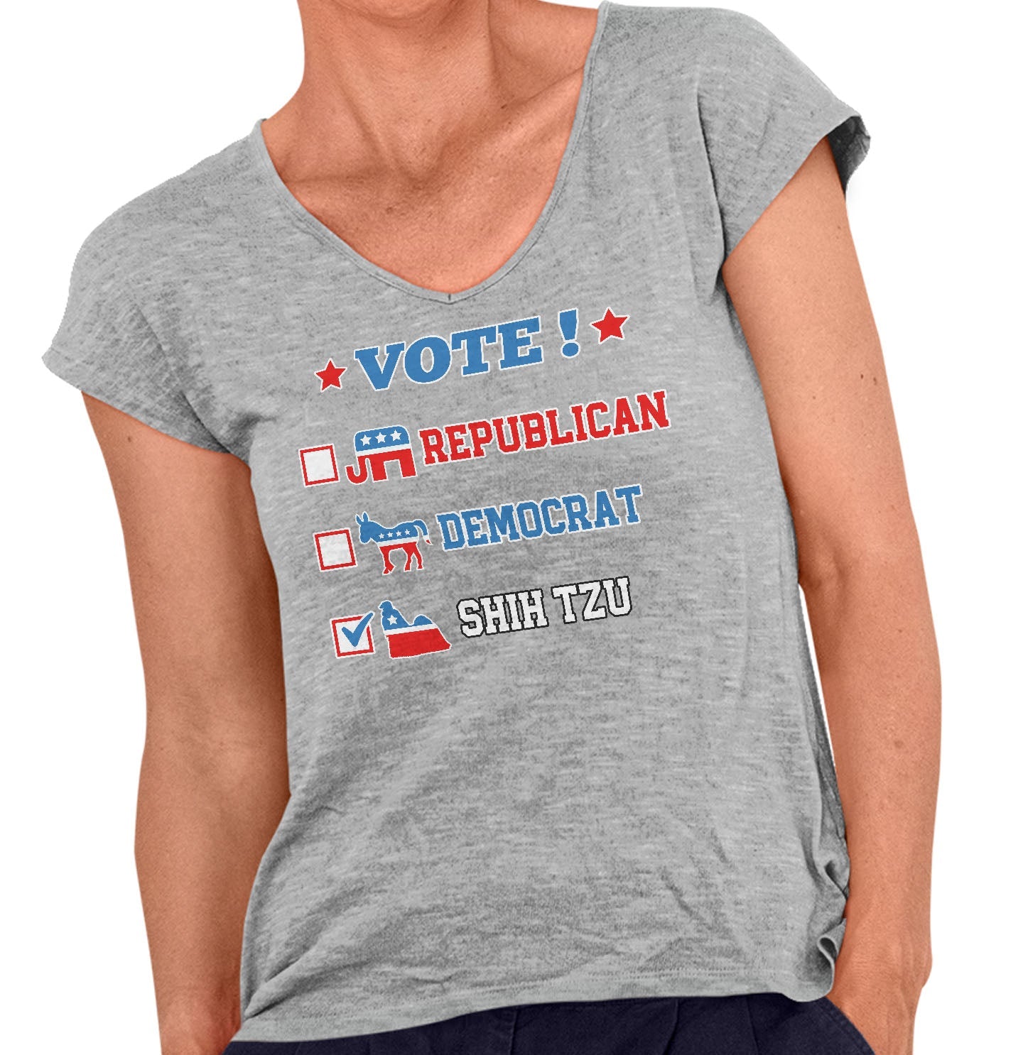 Vote for the Shih Tzu - Women's V-Neck T-Shirt