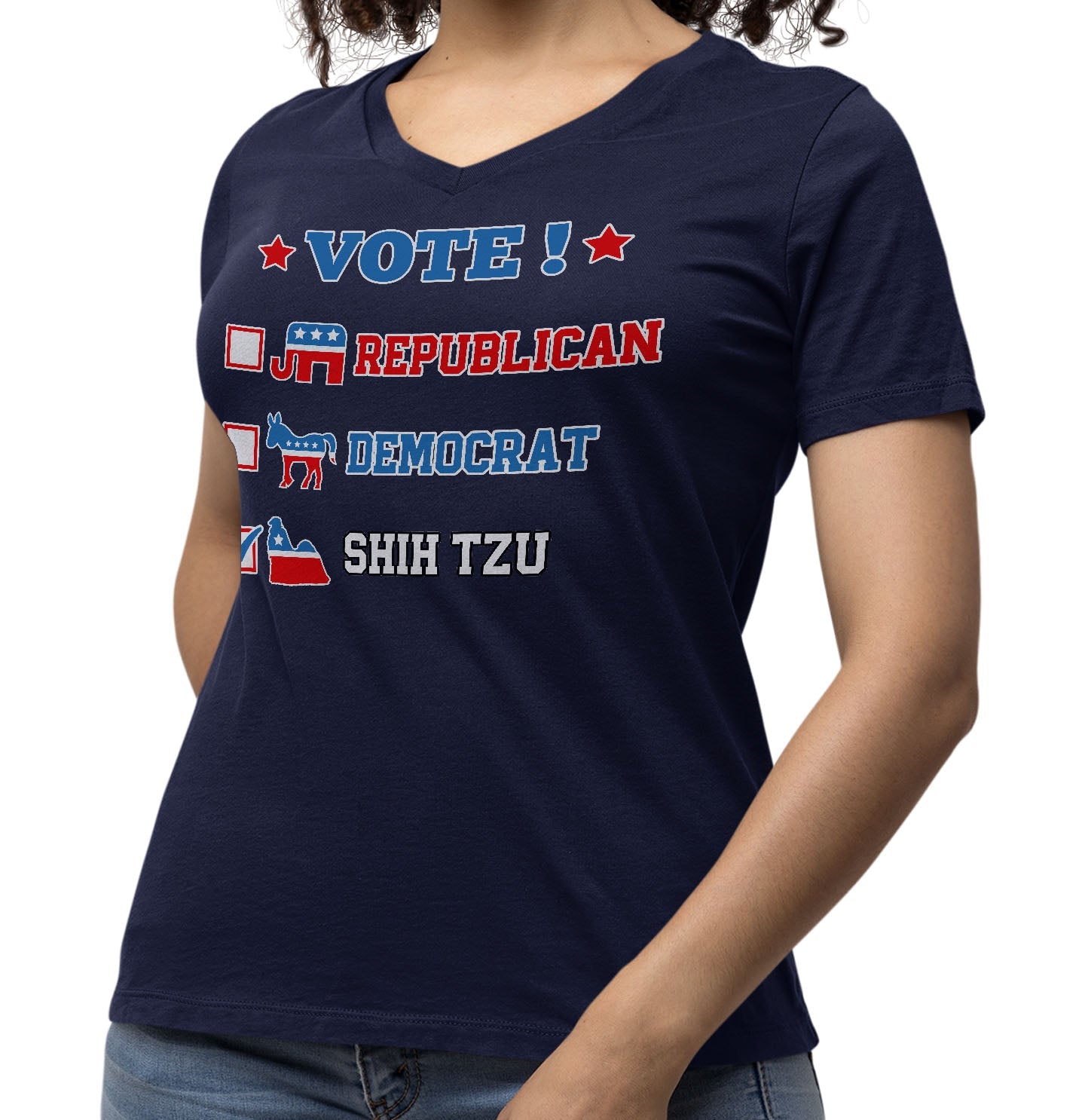 Vote for the Shih Tzu - Women's V-Neck T-Shirt
