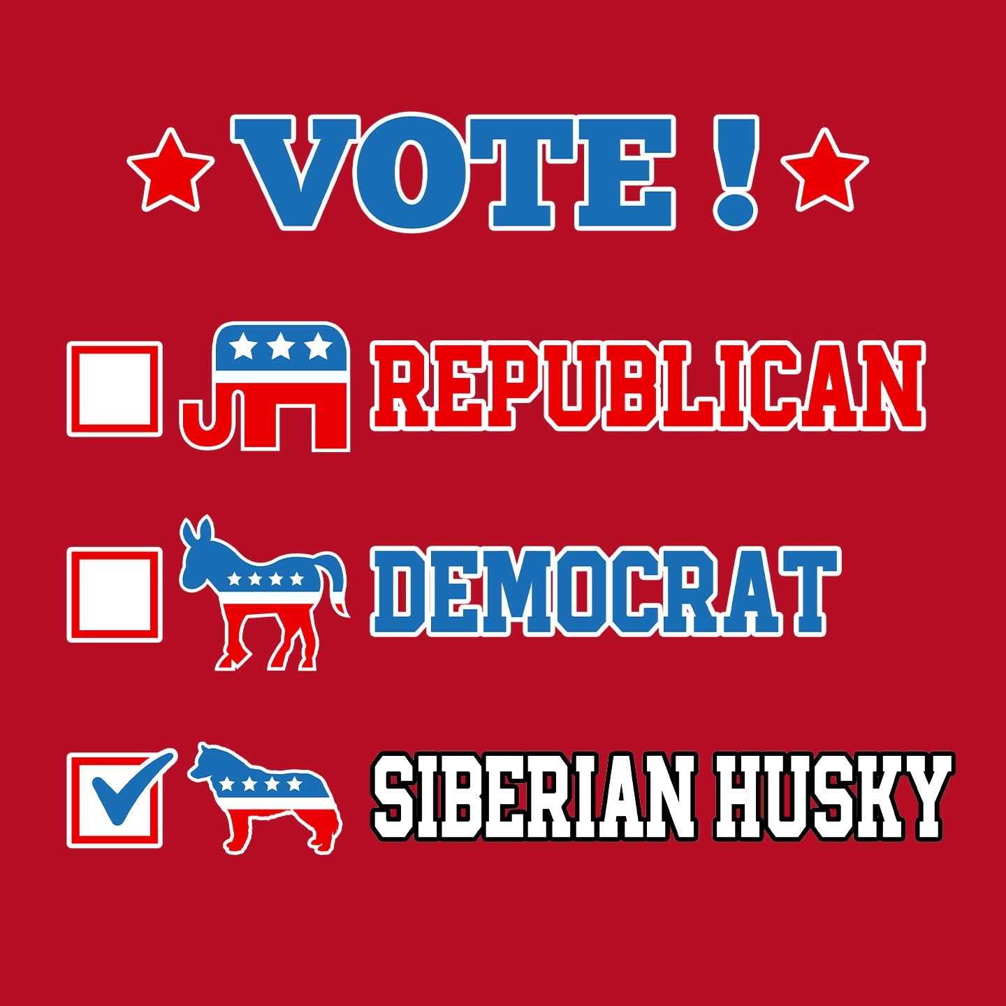 Vote for the Siberian Husky - Women's V-Neck T-Shirt