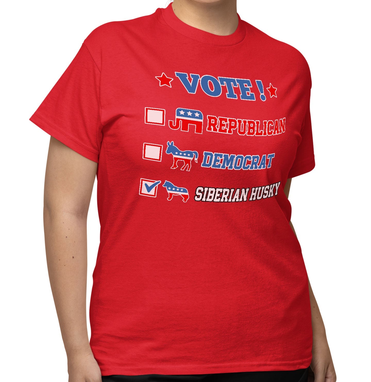 Vote for the Siberian Husky - Adult Unisex T-Shirt