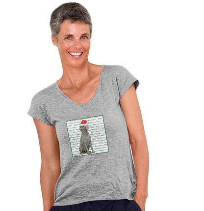 Weimaraner Happy Howlidays Text - Women's V-Neck T-Shirt