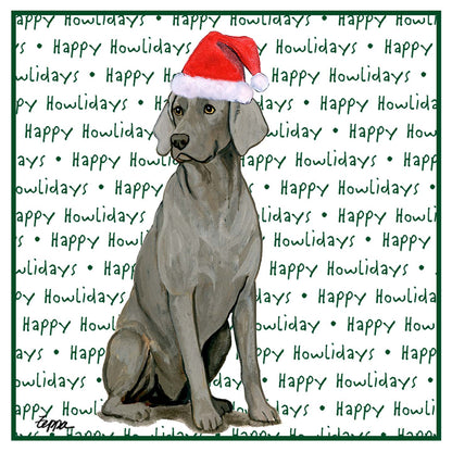 Weimaraner Happy Howlidays Text - Women's V-Neck T-Shirt