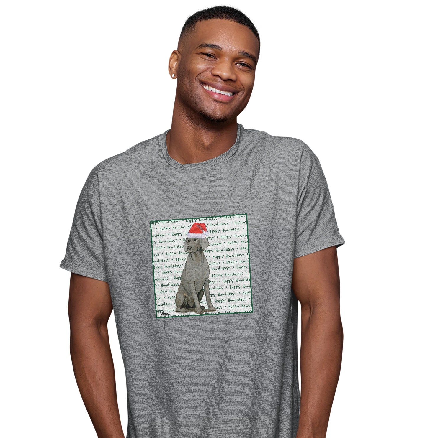 Weimaraner Happy Howlidays Text - Adult Unisex T-Shirt