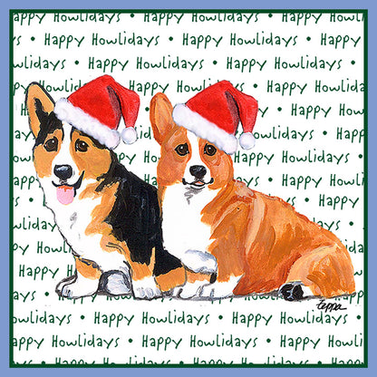 Pembroke Welsh Corgi Pair Happy Howlidays Text - Women's Tri-Blend T-Shirt